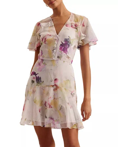 Ted Baker Angel Sleeve Fit And Flare Mini Dress In White In Neutral