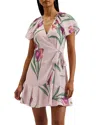 Ted Baker Angel Sleeve Wrap Mini Dress In Light Pink