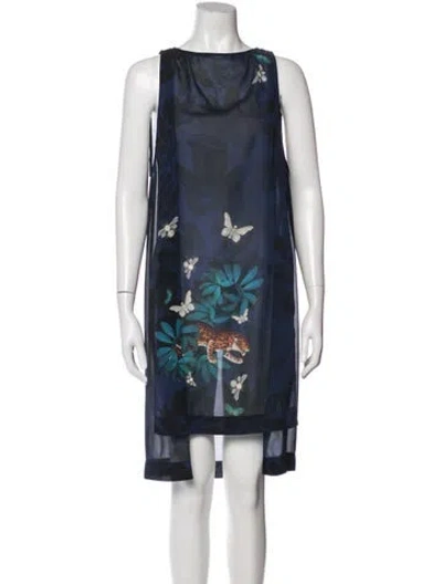 Pre-owned Ted Baker Animal Print Knee-length Dress In Blue