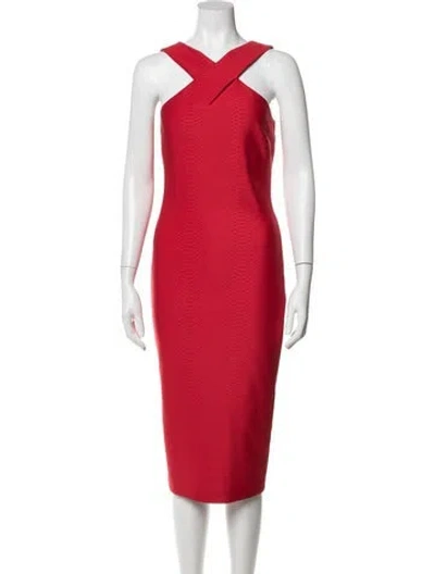 Pre-owned Ted Baker Animal Print Knee-length Dress W/ Tags In Red