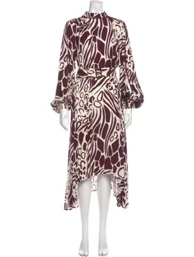 Pre-owned Ted Baker Animal Print Long Dress In Burgundy