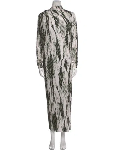 Pre-owned Ted Baker Animal Print Long Dress In Green