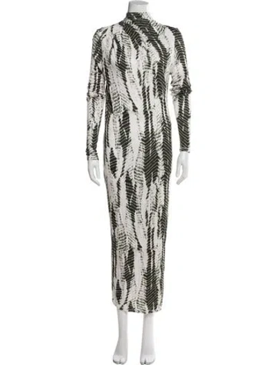 Pre-owned Ted Baker Animal Print Long Dress W/ Tags In White
