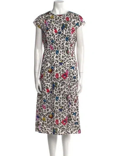 Pre-owned Ted Baker Animal Print Midi Length Dress In Neutral