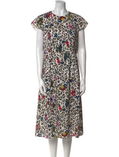 Pre-owned Ted Baker Animal Print Midi Length Dress In Neutral