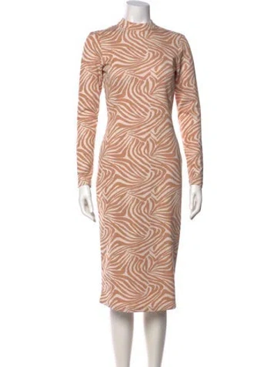 Pre-owned Ted Baker Animal Print Midi Length Dress In Neutral