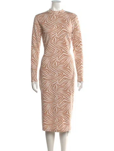 Pre-owned Ted Baker Animal Print Midi Length Dress In Neutral