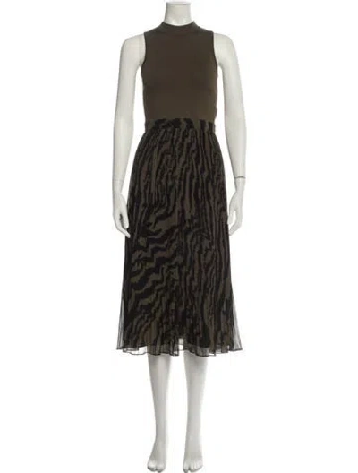 Pre-owned Ted Baker Animal Print Midi Length Dress W/ Tags In Blue