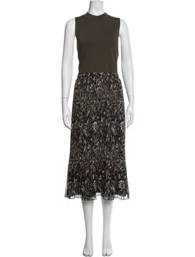 Pre-owned Ted Baker Animal Print Midi Length Dress W/ Tags In Green