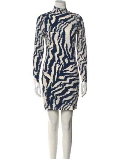 Pre-owned Ted Baker Animal Print Mini Dress In Blue