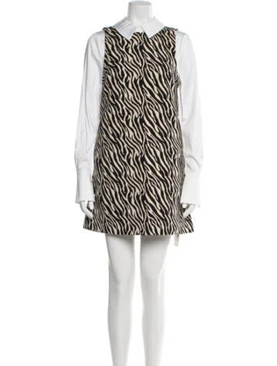 Pre-owned Ted Baker Animal Print Mini Dress W/ Tags In White