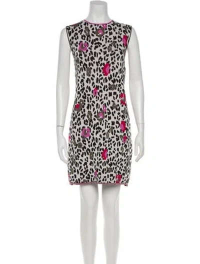 Pre-owned Ted Baker Animal Print Mini Dress In White
