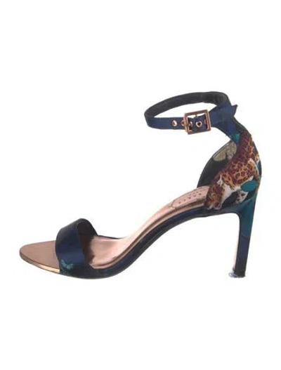 Pre-owned Ted Baker Animal Print Sandals In Blue