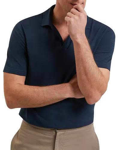 Ted Baker Anito Short Sleeve Cotton Linen Open Neck Polo In Red