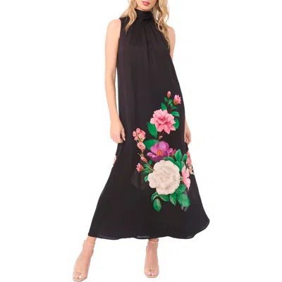 Ted Baker Anna Placed Floral High Neck Maxi Dress In Black