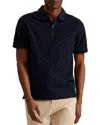 Ted Baker London Ansom Geo Texture Zip Polo In Navy