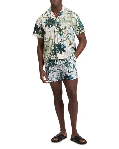 Ted Baker Anukis Short Sleeve Placement Floral Stripe Shirt In Multi