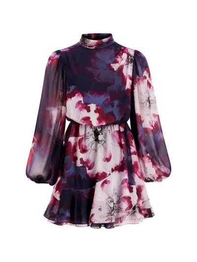 Ted Baker Aracely Floral-print Mini Dress In Purple