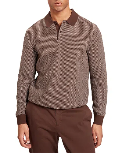 Ted Baker Ardo Textured Front Knitted Polo Shirt In Brown