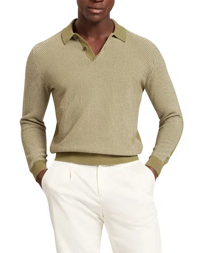 Ted Baker Ardo Textured Front Knitted Polo Shirt In Green