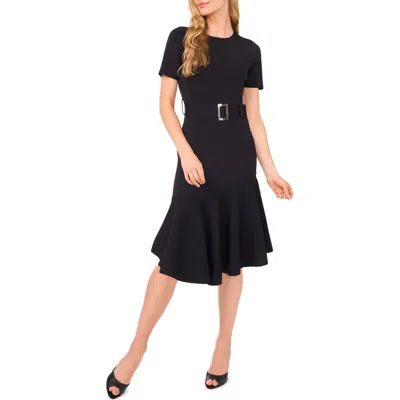 Ted Baker Ashley Rib Short Sleeve Belted Sweater Dress In Black