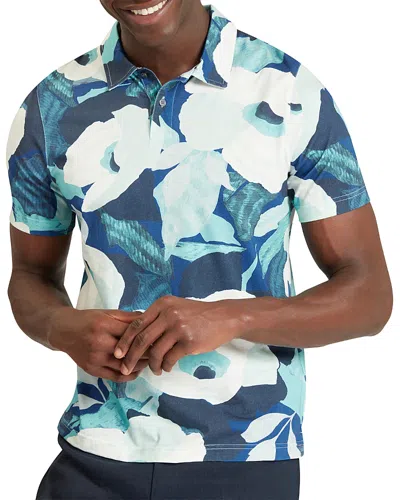 Ted Baker Ashyby Floral Print Pique Polo Shirt In Blue