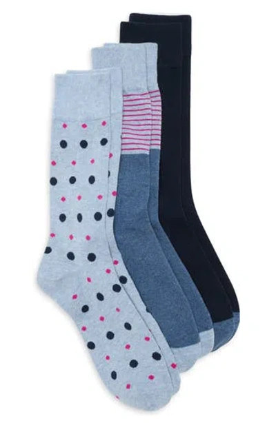 Ted Baker Assorted 3-pack Crew Socks In Blue