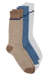 Ted Baker Assorted 3-pack Crew Socks In Medium Brown