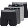 Ted Baker Assorted 4-pack Stretch Cotton Boxer Briefs In Black Grey