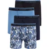 Ted Baker Assorted 4-pack Stretch Cotton Boxer Briefs In Blue
