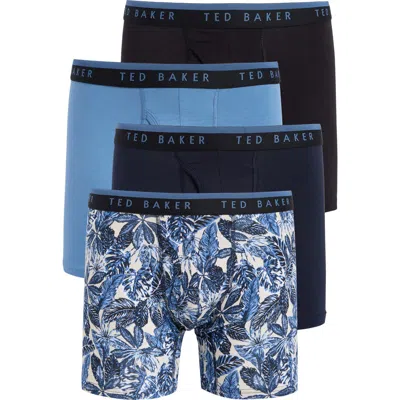 Ted Baker Assorted 4-pack Stretch Cotton Boxer Briefs In Blue