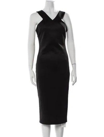 Pre-owned Ted Baker Asymmetrical Knee-length Dress In Black