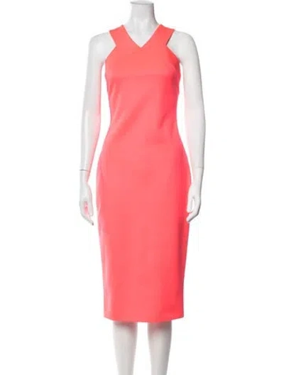 Pre-owned Ted Baker Asymmetrical Knee-length Dress In Pink