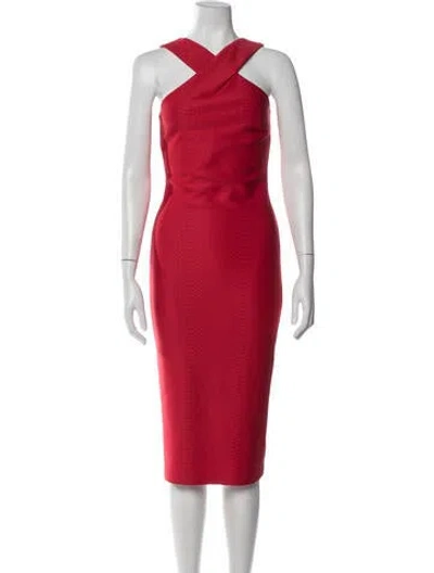 Pre-owned Ted Baker Asymmetrical Knee-length Dress In Red
