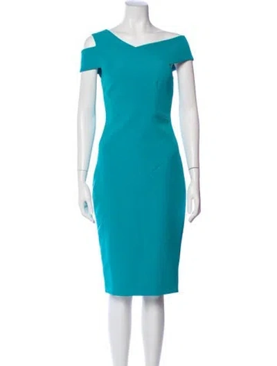 Pre-owned Ted Baker Asymmetrical Midi Length Dress In Blue