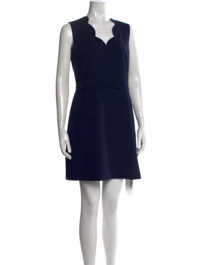 Pre-owned Ted Baker Asymmetrical Mini Dress In Blue