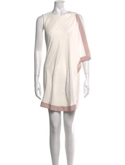 Pre-owned Ted Baker Asymmetrical Mini Dress In White
