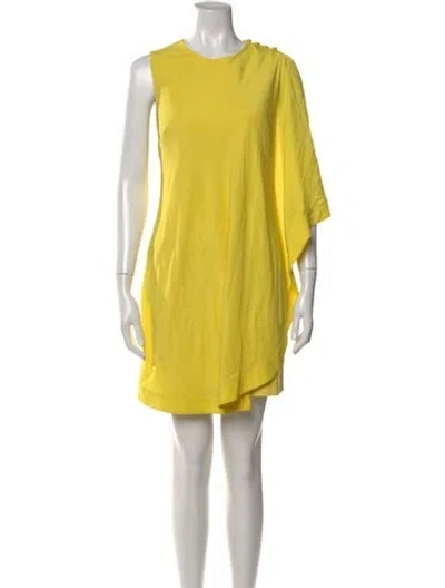 Pre-owned Ted Baker Asymmetrical Mini Dress In Yellow