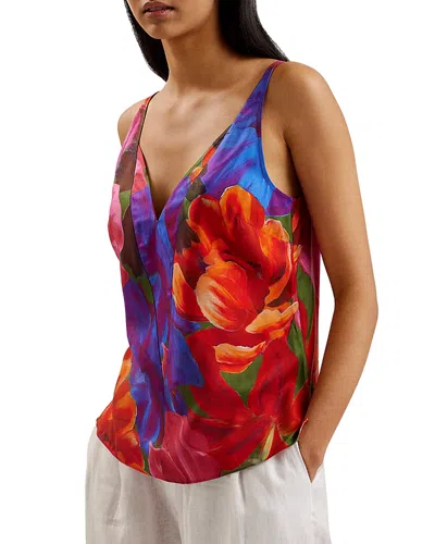 Ted Baker Atheri Printed V Neck Cami Top In Multicolor