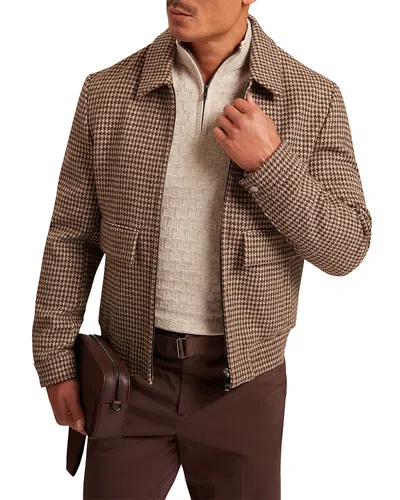 Ted Baker Baglan Undyed Wool Harrington Zip Jacket In Brown
