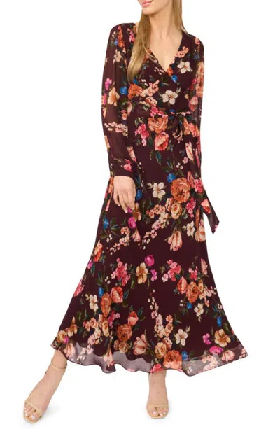 Ted Baker Bailey Floral Long Sleeve Maxi Dress In Burgundy