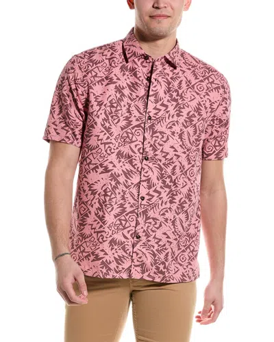 Ted Baker Barons Abstract Print Linen-blend Shirt In Pink