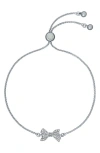 Ted Baker London Barset Pavé Crystal Bow Slider Bracelet In Silver Tone/ Clear Crystal