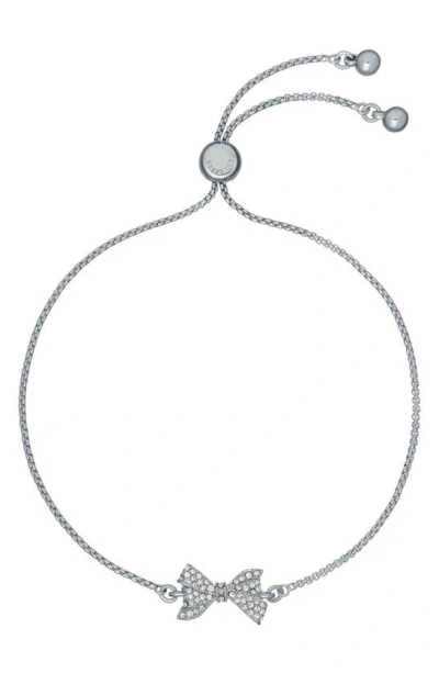 Ted Baker London Barset Pavé Crystal Bow Slider Bracelet In Silver Tone/ Clear Crystal