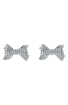 Ted Baker London Barseta Pavé Crystal Bow Stud Earrings In Silver Tone/ Clear Crystal