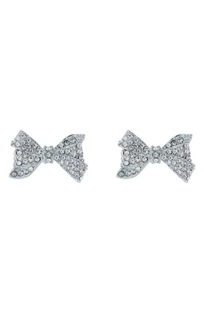 Ted Baker London Barseta Pavé Crystal Bow Stud Earrings In Silver Tone/ Clear Crystal