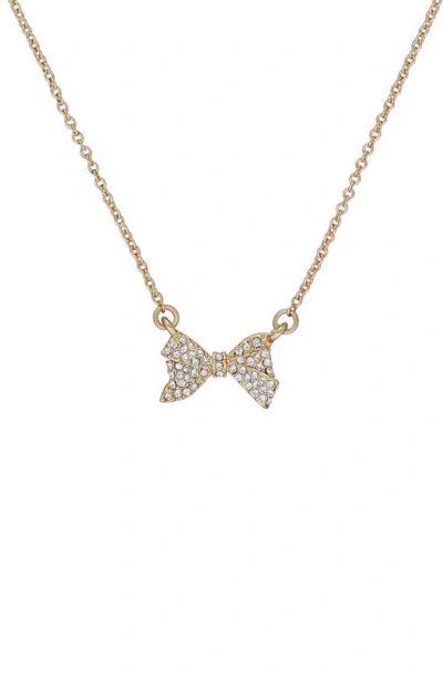 Ted Baker Barsie Crystal Bow Pendant Necklace In Gold Tone/ Clear Crystal