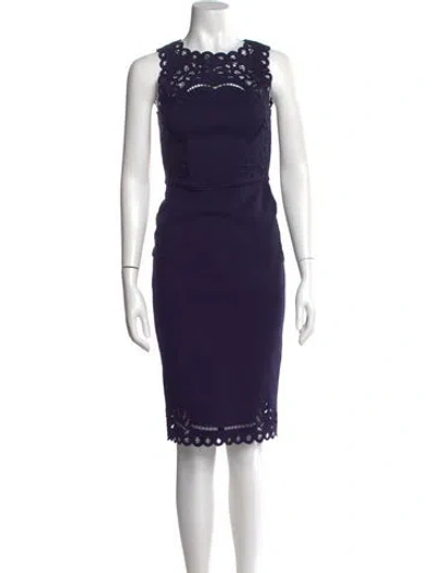 Pre-owned Ted Baker Bateau Neckline Knee-length Dress In Blue