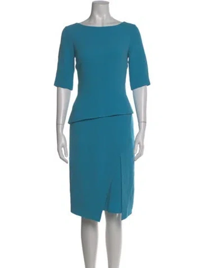 Pre-owned Ted Baker Bateau Neckline Knee-length Dress In Blue