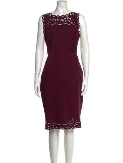 Pre-owned Ted Baker Bateau Neckline Knee-length Dress In Burgundy